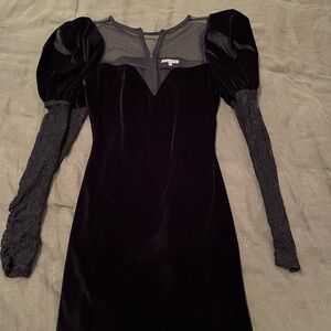Ronny Kobo Black Velvet Long Sleeve Dress